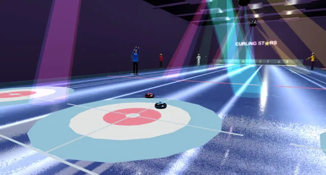 The Disco Spiel novelty rink, lit up like a dance floor